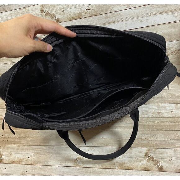 Vera Bradley Quilted Laptop Messenger Bag Black Travel - Picture 7 of 8